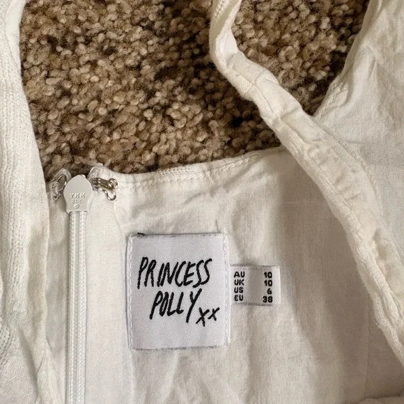Princess Polly White Linen Dress Size 6 - Picture 3 of 4